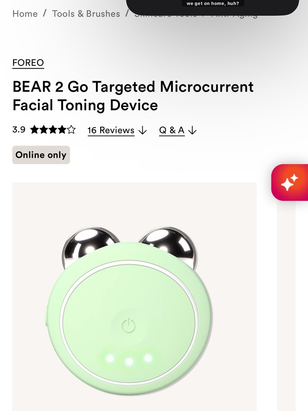 FOREO Bear 2 Go Microcurrent Facial Toning Device - BNIB, Mint Green Colot